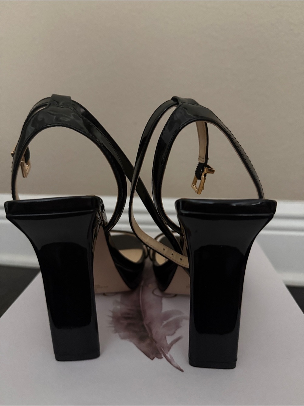 Jessica Simpson Black Patent Platform Slingback Sandals - Picture 7 of 13
